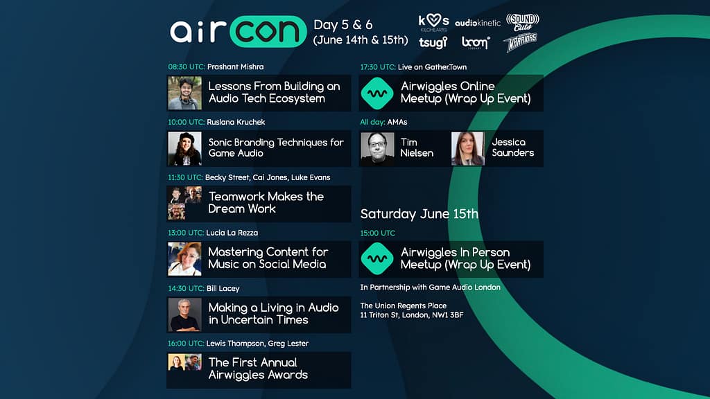 It’s #AirCon24 Day 5! Hear about sonic branding, sound success in trying times, teamworking, audio ecosystems, the Airwiggles Awards & much more here: