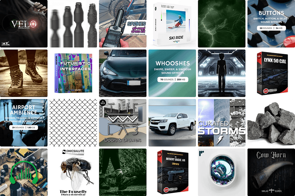 24 great new sound effects libraries: Sniper rifles, creative whooshes, ski equipment, Finnish cow horns, sci-fi voice overs, and much more!