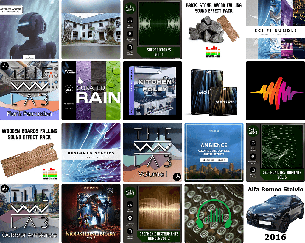 19 great new sounds effects libraries: Creaky old manors, intense rain, geophonic textures, falling materials, and more!