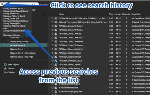 Click to see search history. Access previous searches from the list.