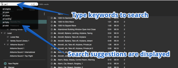 Type keywords to search. Search suggestions are displayed.