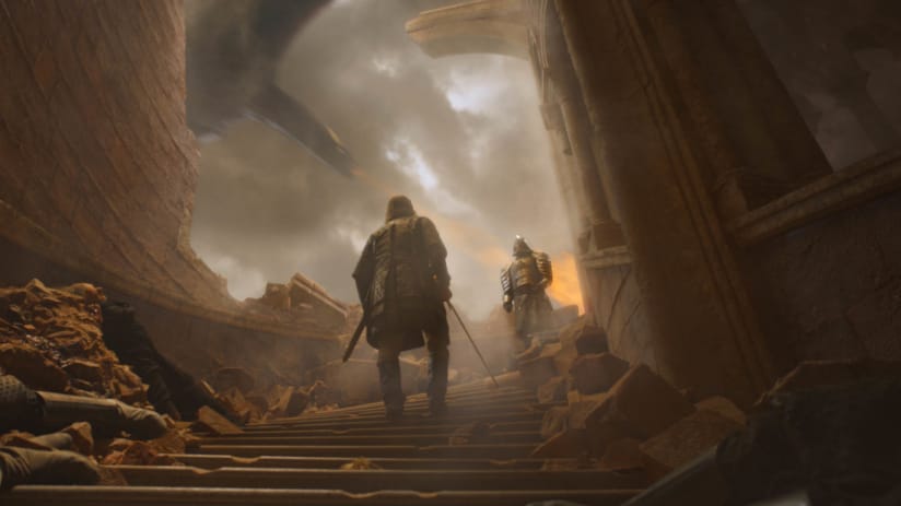 The Hound and the Mountain face off in a destroyed King's Landing.