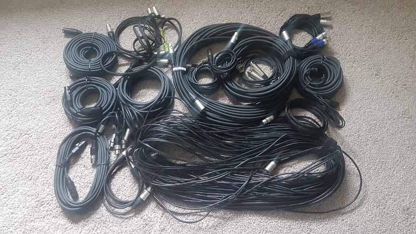 Roughly a dozen cables sit in a pile
