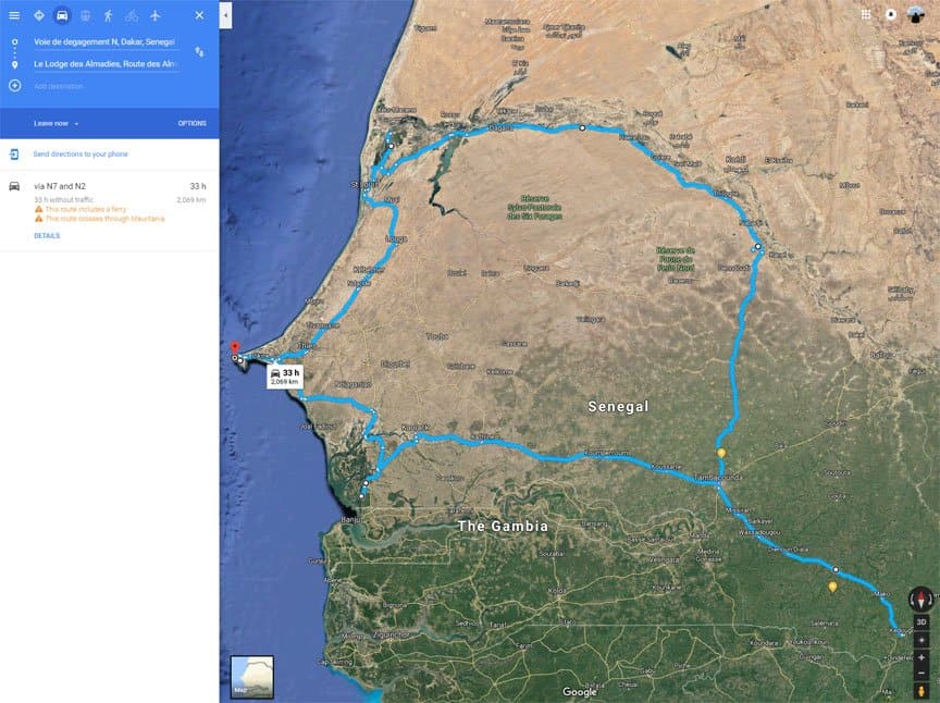 A route that stretches over 2,000 km across Senegal.