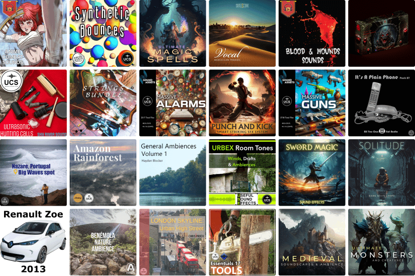 24 great new sound libraries of hunting calls, martial arts, anime combat, Portuguese nature, Moroccan vocal phrases, synthetic bounces, and much more!