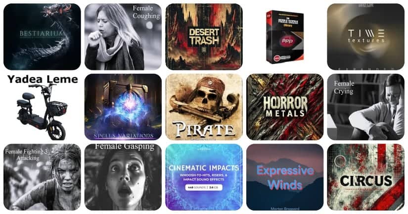 14 great new sound libraries: Repulsive creatures, expressive winds, orchestral beauty, collections of gasping, coughing, fighting, and more!