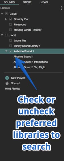 Check or uncheck preferred libraries to search.