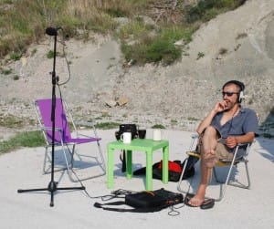 For realism, Motion Capture is used throughout the game. Here's actor Ole Nisse on set, performing a 7-hour field recording scene for the MoCap team.