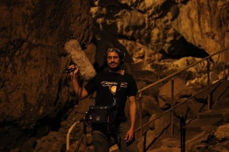 Chris Trevino, recording at the Wachifutetsu stalactite grotto