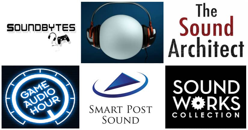 Logos for five podcasts