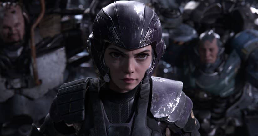 Alita wears her uniform for the Motorball