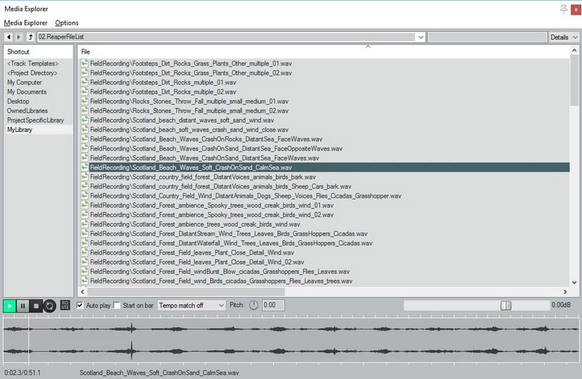 reaper media explorer