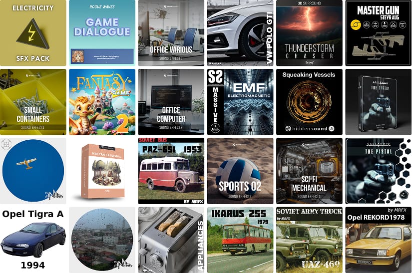 24 great new sound libraries: Vintage vehicles, storm chasers, fantasy worlds, survival crafting, electrical zaps, game dialogue, and more