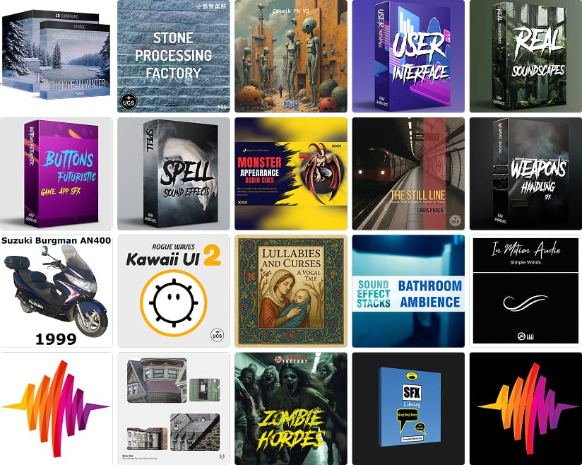 18 great new sound libraries: Zombie hordes, Ambisonic room tones, weapon handling, stone processing, monster vocals, futuristic buttons, and more