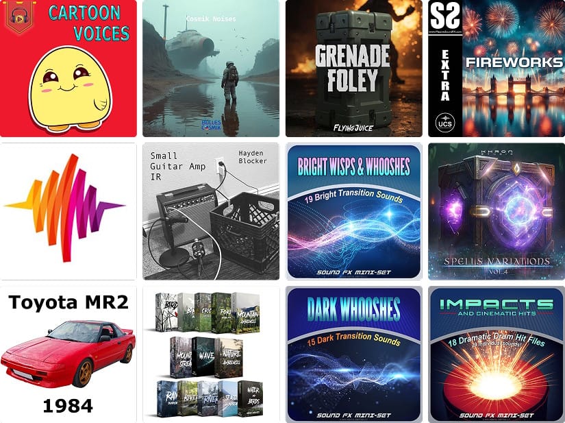 11 great new sound libraries: Grenade foley, original cartoon voices, sci-fi soundscapes, guitar amp IRs, and much more