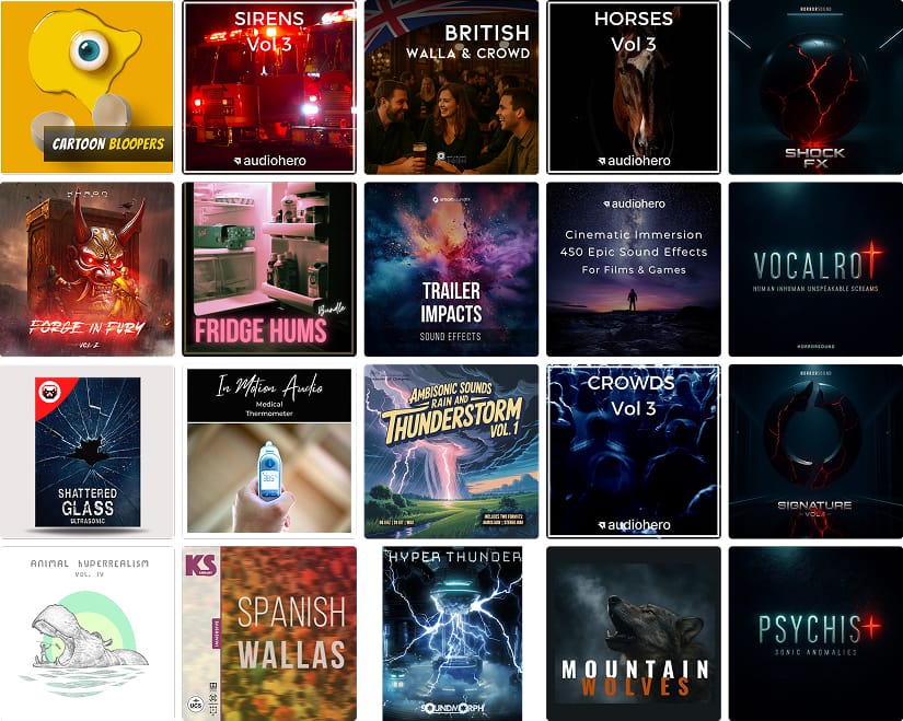 21 great new sound libraries: Mountain wolves, hyper thunder, ultrasonic glass and animals, walla from Spain and England, and more